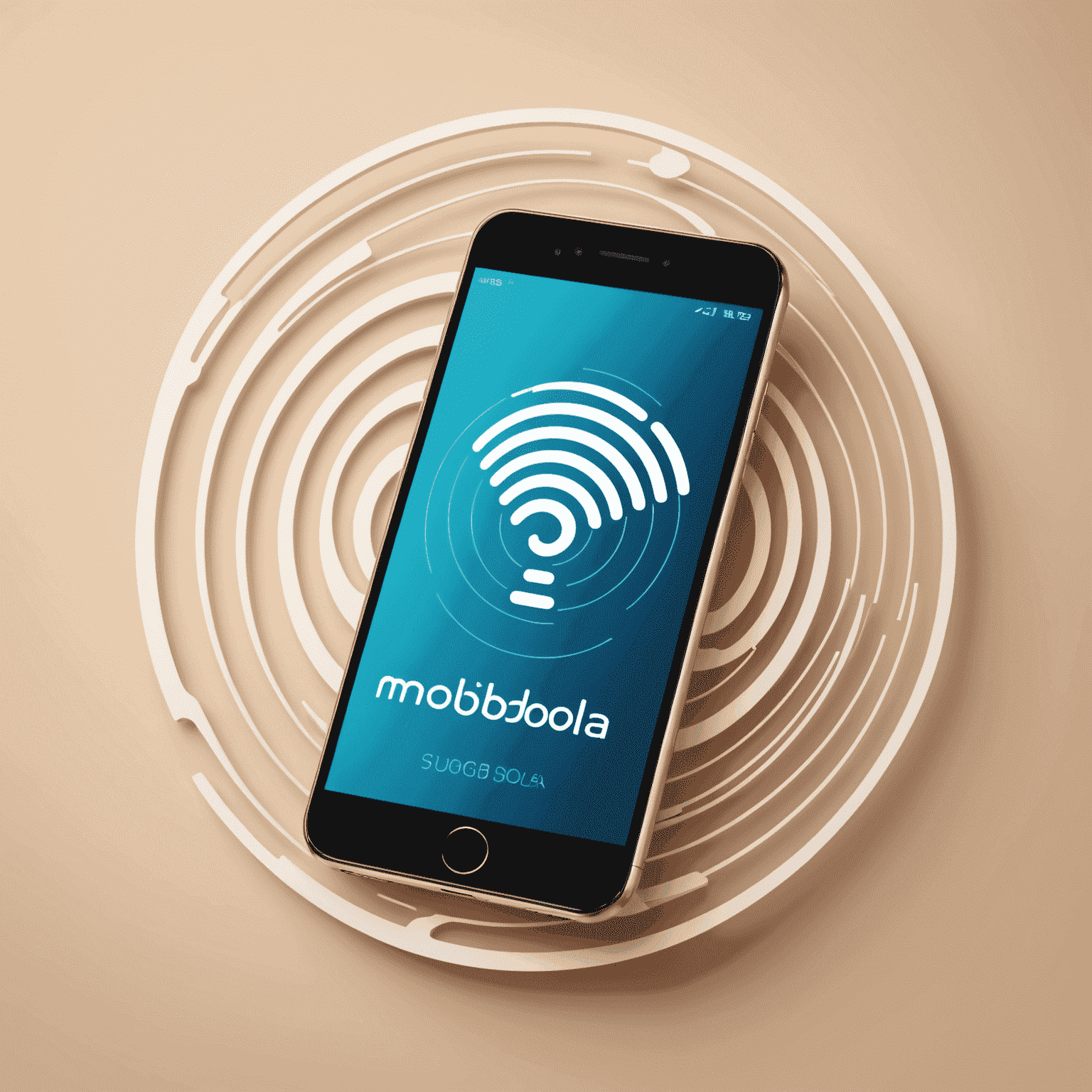 Mobibola logo featuring a stylized mobile phone with signal waves