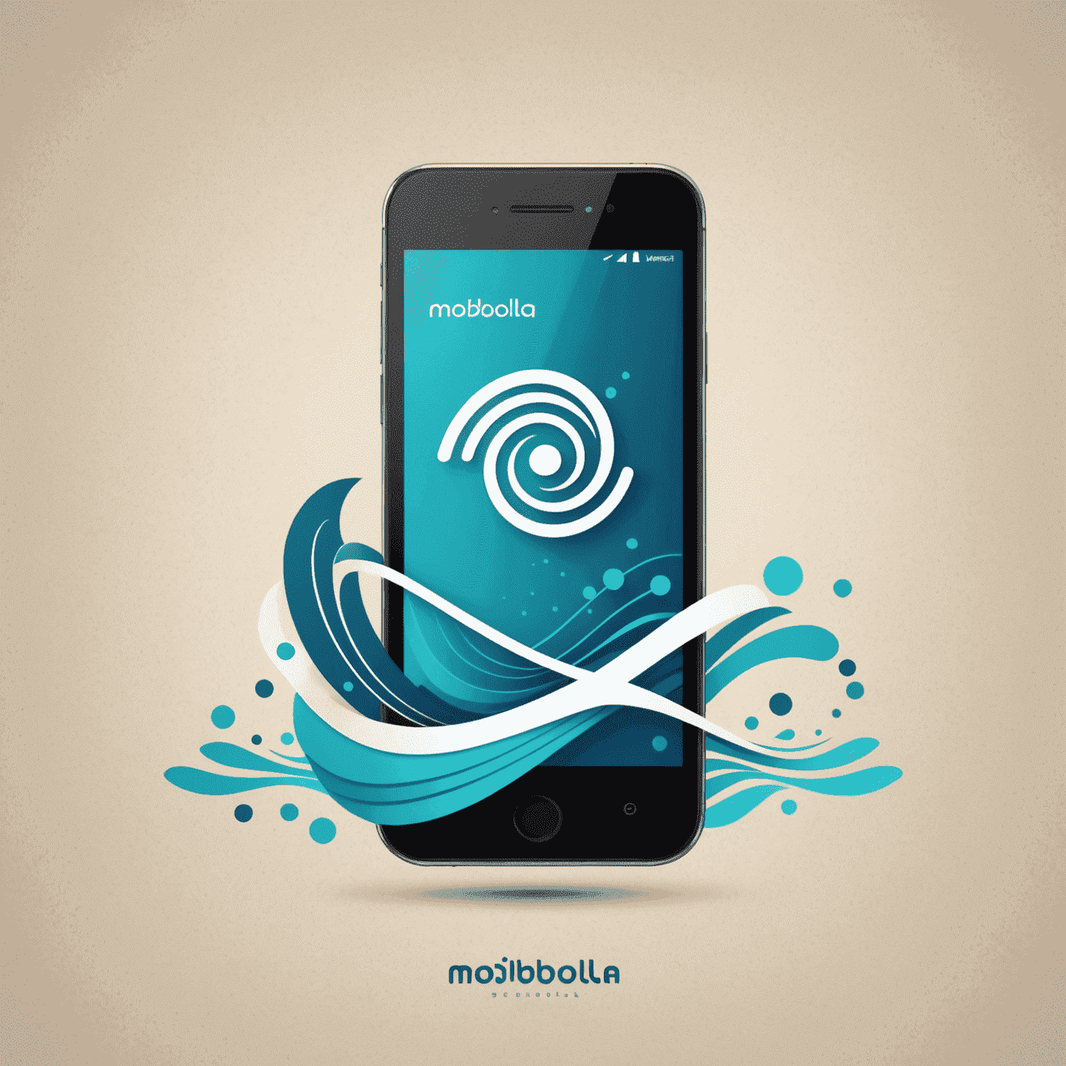 Mobibola logo featuring a stylized mobile phone with signal waves