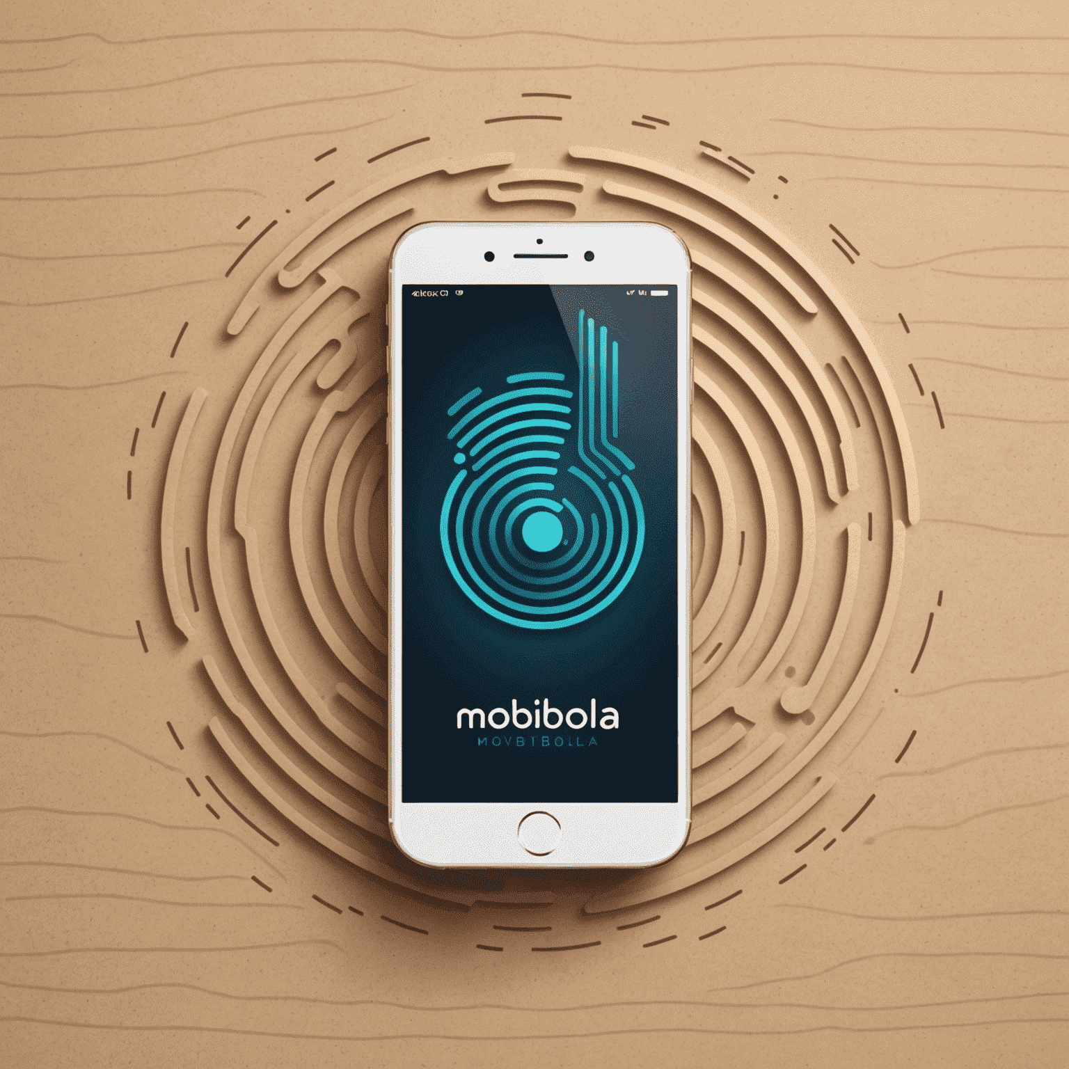 Mobibola logo featuring a stylized mobile phone with signal waves