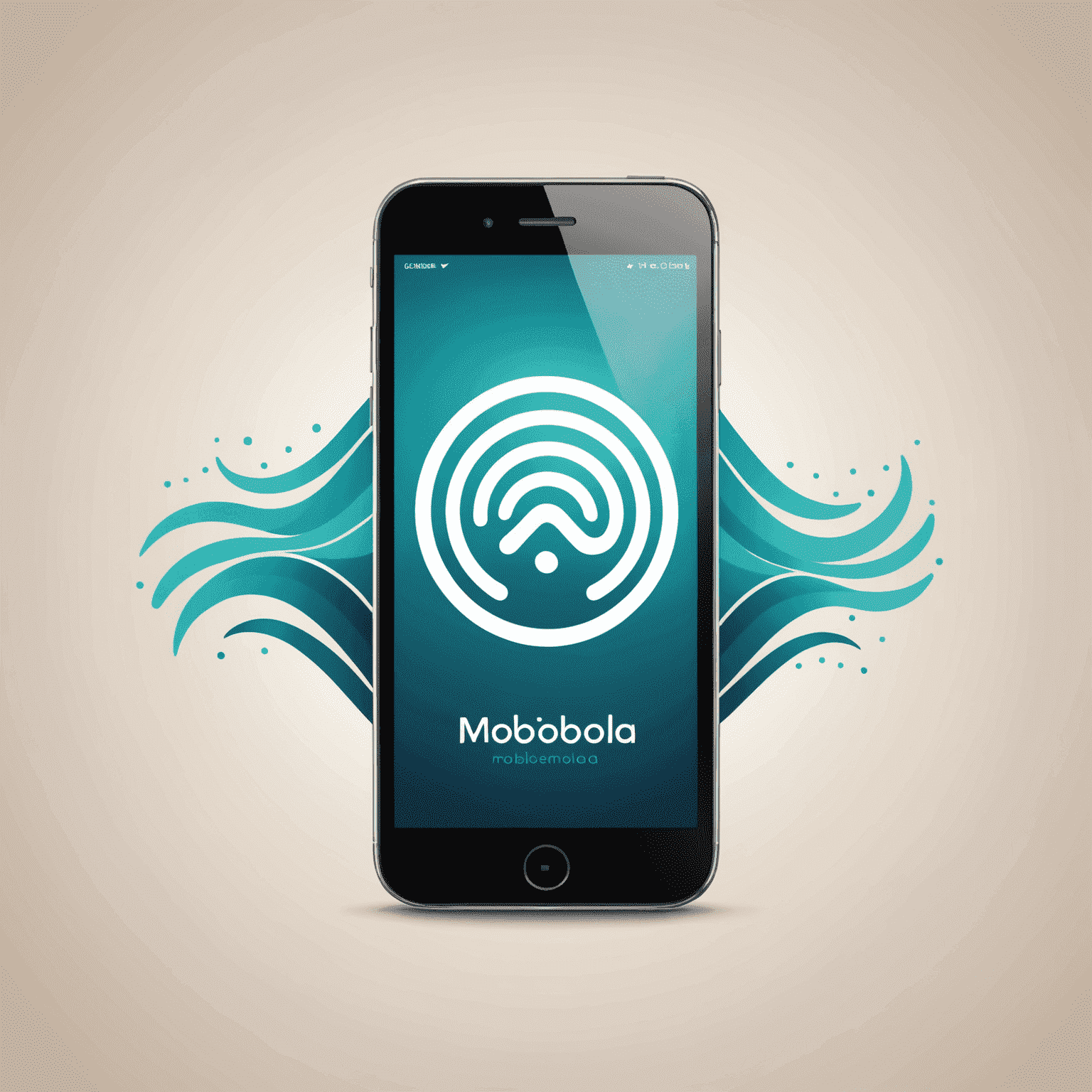 Mobibola logo featuring a stylized mobile phone with signal waves