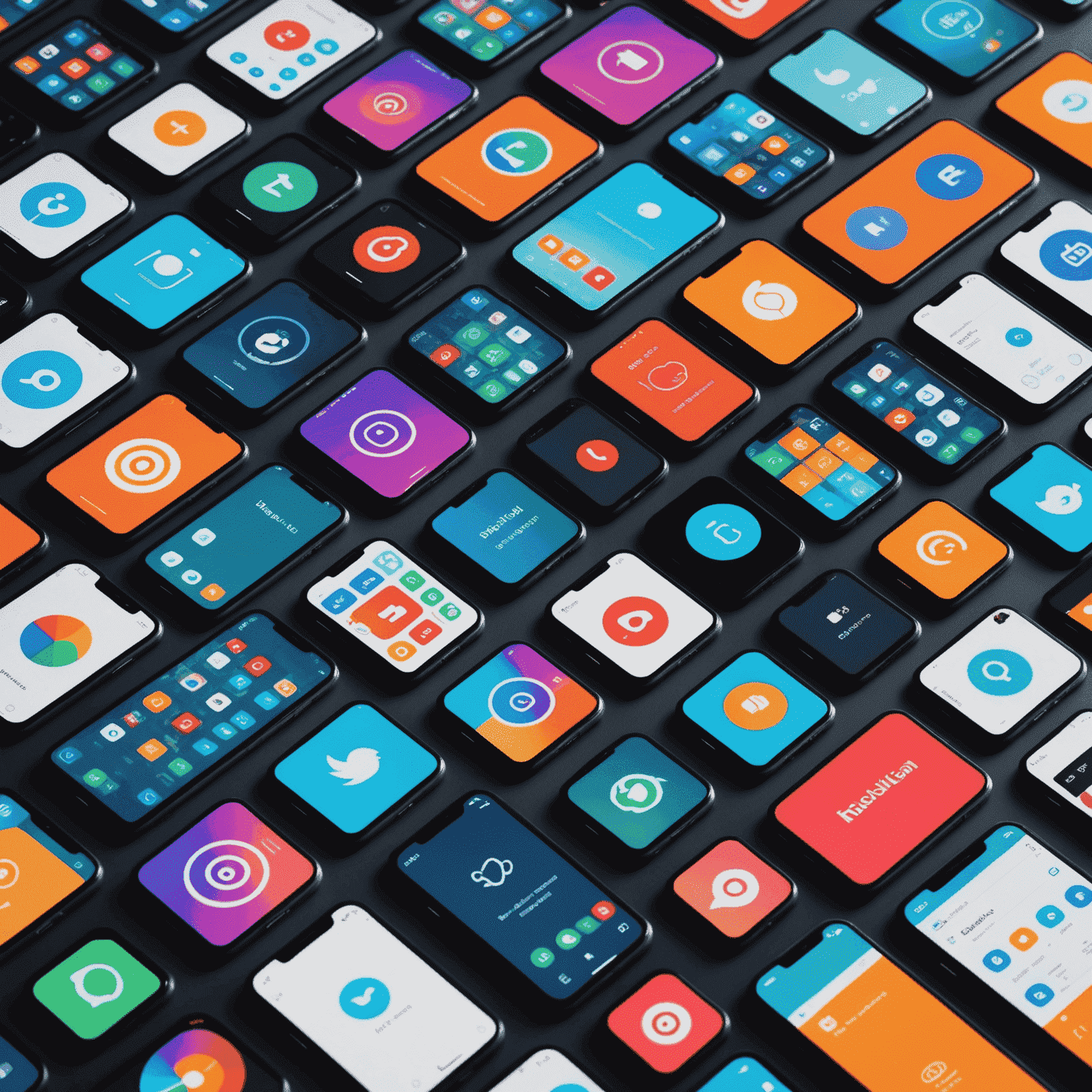 A collage of modern smartphone screens displaying various trending mobile applications, including augmented reality, AI assistants, and health tracking apps