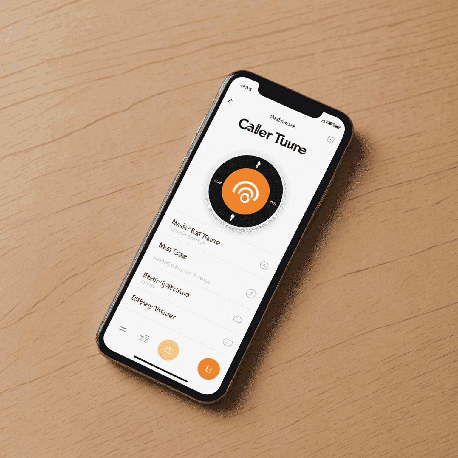 A smartphone screen showing a music player interface with a 'Set as Caller Tune' button, representing the caller tune service