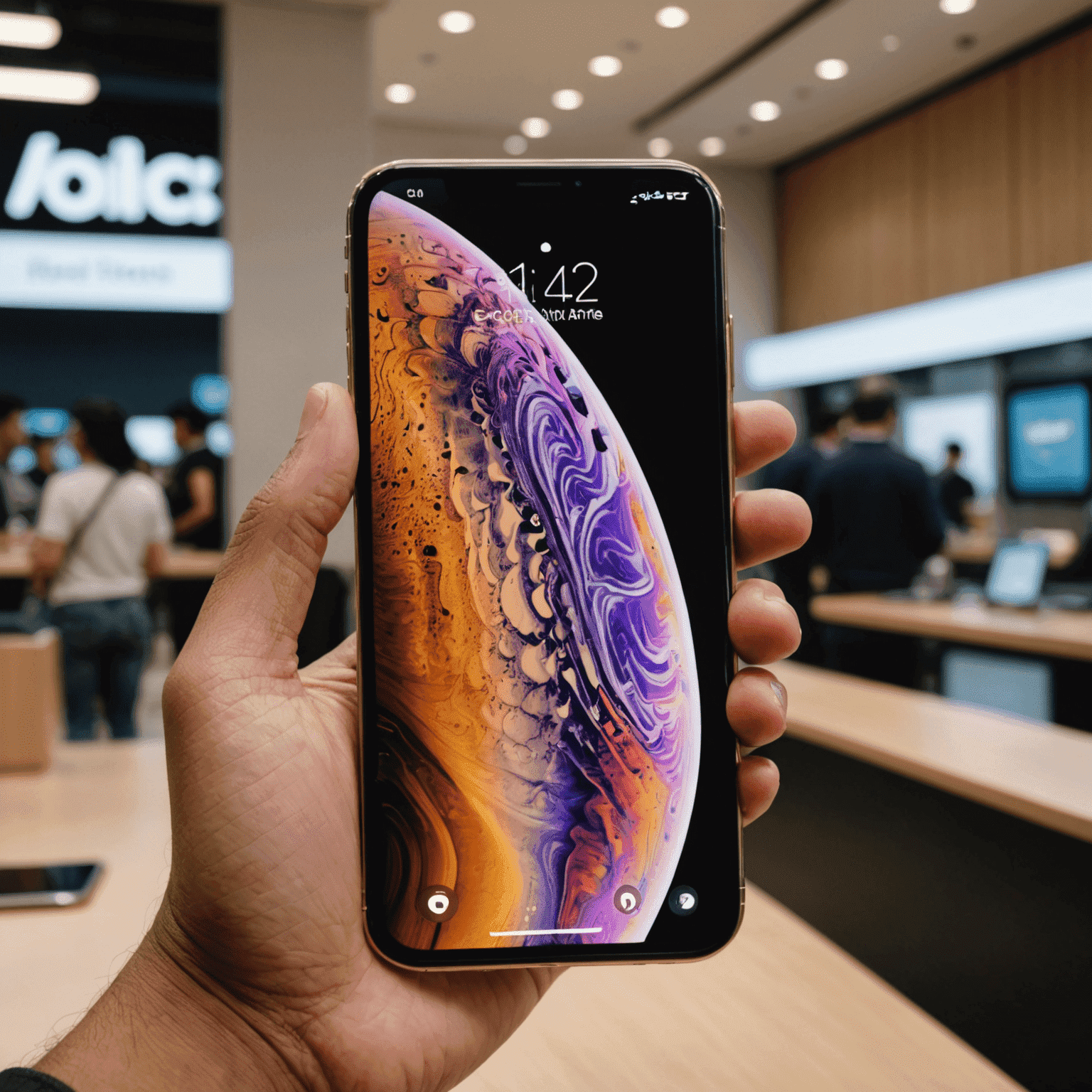 The latest iPhone model with its distinctive design, showcasing a vibrant OLED display and the iconic notch housing advanced facial recognition technology