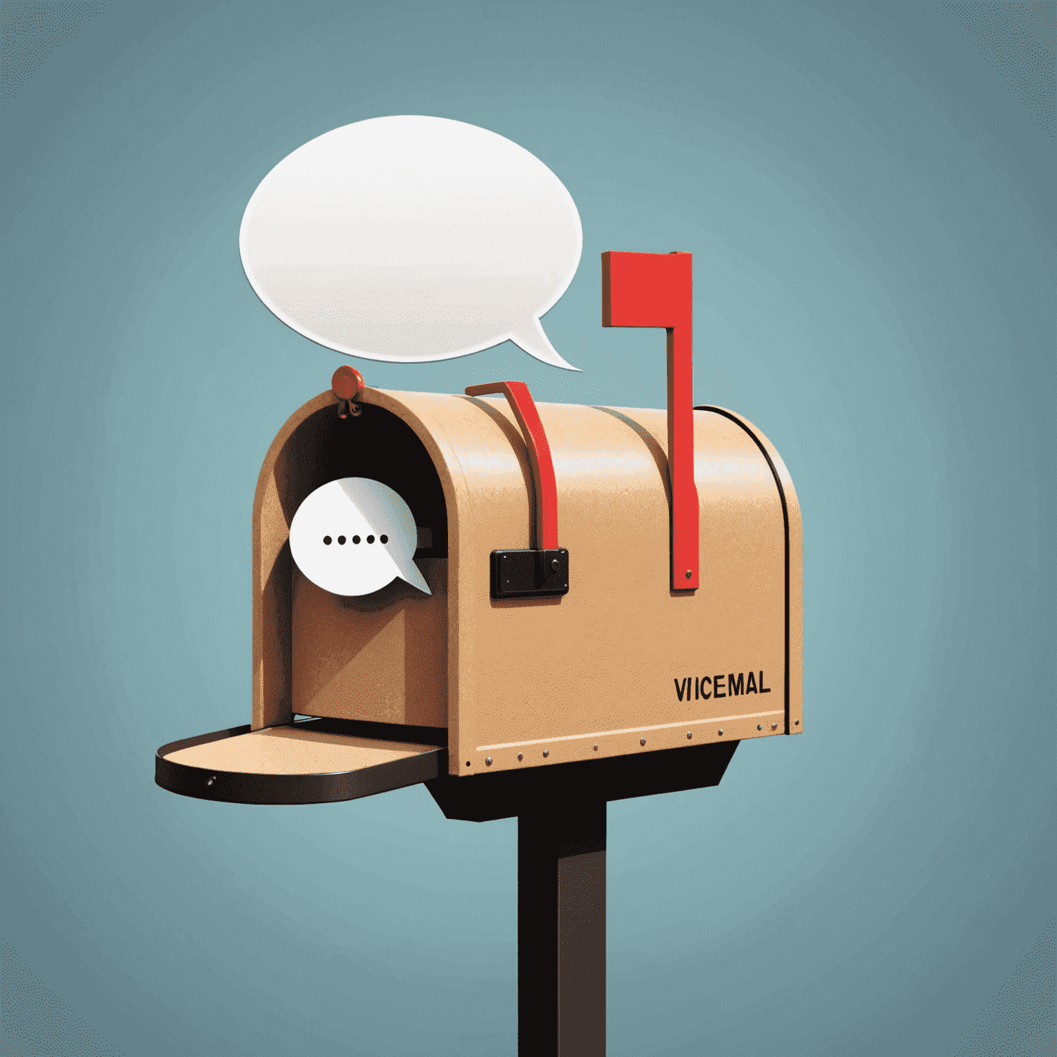 An illustration of a mailbox with a speech bubble, representing the voicemail service